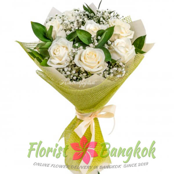 7 White Roses from Florist-Bangkok - Online Flower Delivery Bangkok