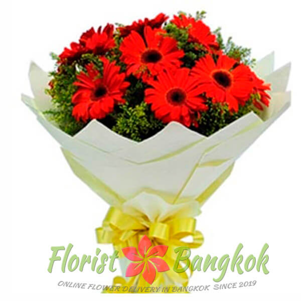 10 Red Gerberas Bouquet with Free Delivery from Florist-Bangkok