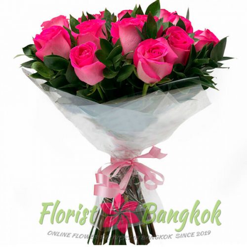 15 Hot Pink Roses from Florist-Bangkok - Online Flower Delivery Bangkok