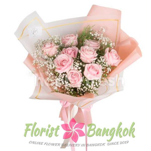 9 Pink Roses from Florist-Bangkok - Online Flower Delivery Bangkok