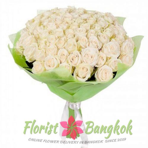 50 White Roses from Florist-Bangkok - Online Flower Delivery Bangkok