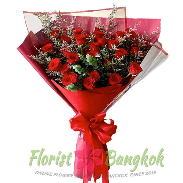 30 Red Roses bouquet - Florist-Bangkok fower shop