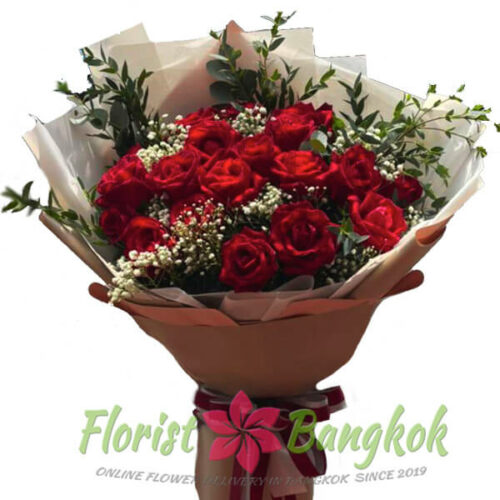 18 Red Roses bouquet - Florist-Bangkok