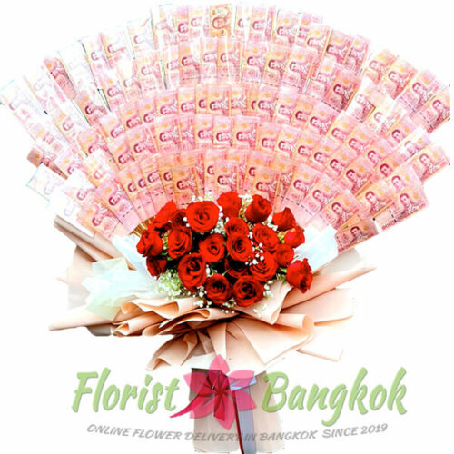 Bouquet of 20 Premium Red Roses and 10000 cash - Florist-Bangkok (original size)