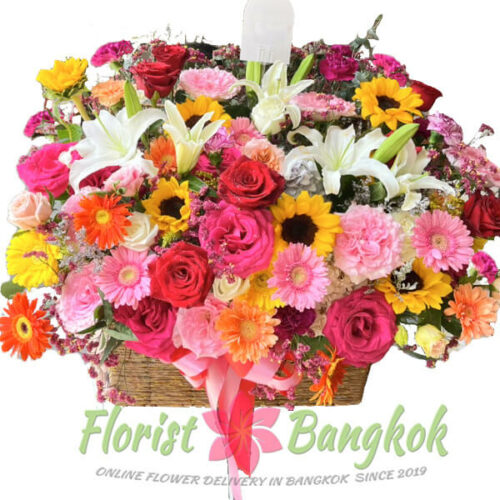 Luxurious Sunset flower basket from Florist-Bangkok (XXL)