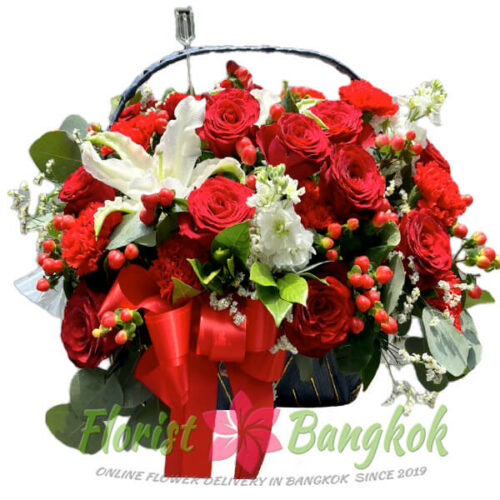 Passion Love flower basket - Florist-Bangkok (mixed flower basket)