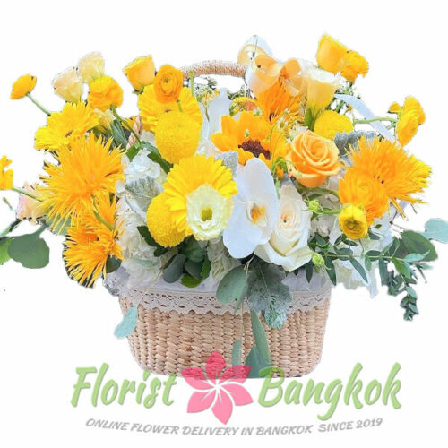 Yellow Charm Basket (XL) - Flower Delivery Bangkok