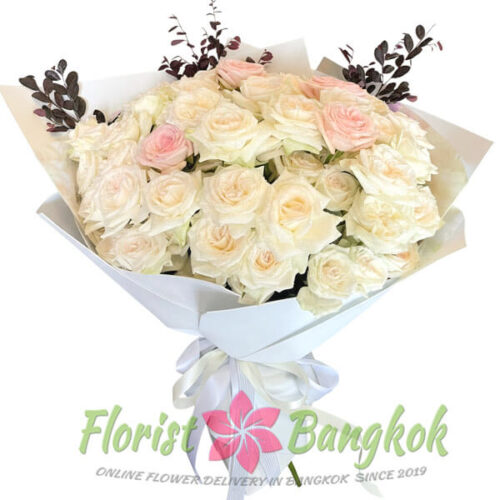 Classic Elegance bouquet (99 Creamy White Roses) from Florist-Bangkok