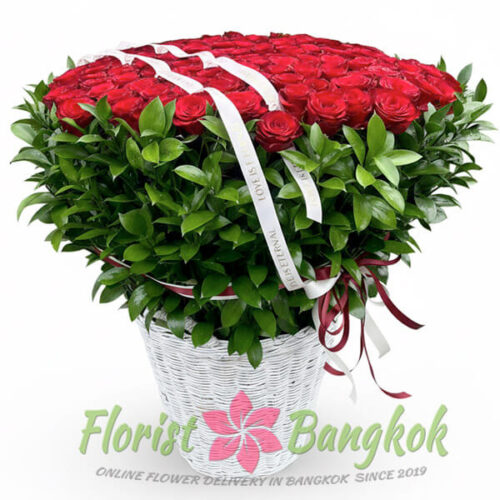 Majestic Bloom basket - 200 Red Roses from Florist-Bangkok
